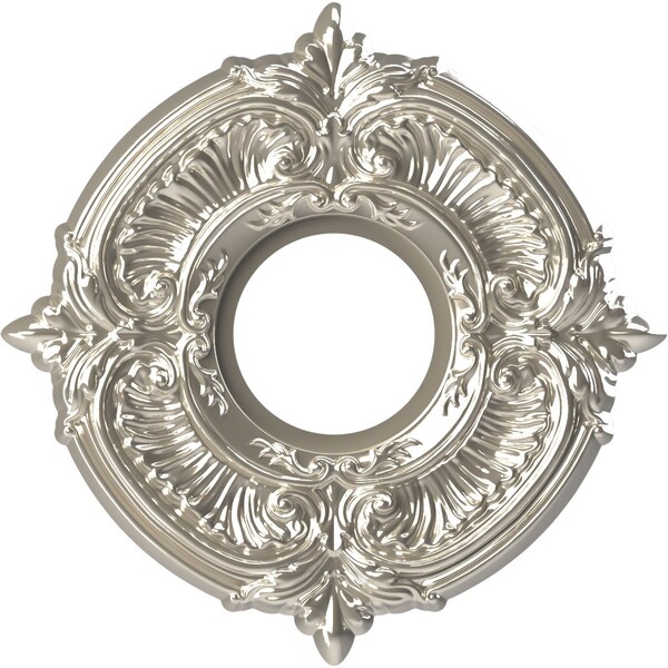 Ekena Millwork Attica PVC Ceiling Medallion (Canopies up to 4 1/8"), 10"OD x 3 1/2"ID x 3/4"P, Bright Coat Chrome CMP10ATBCR - main